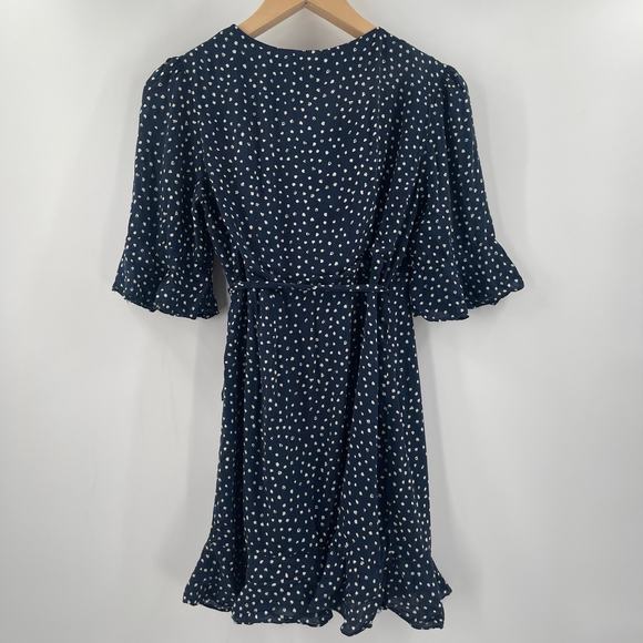 PRINCESS POLLY Wrap Dress Size 4 Navy Dots Evas Garden Spotted Wedding Event - Picture 3 of 13